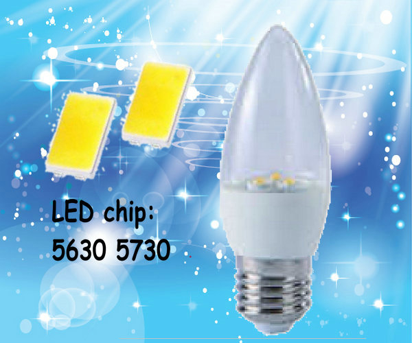 SMD 5630 High Lumen Ceramic LED Candle Bulb Replacement , AC86-265V 50-60Hz