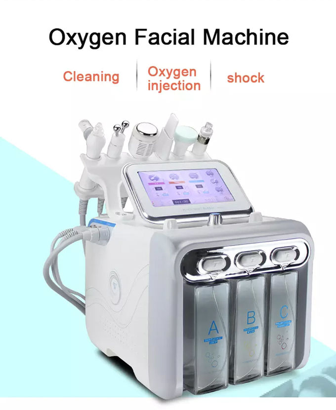 New 6 in 1 water hydrogen oxygen hydration dermabrasion small bubble oxygen therapy facial machine